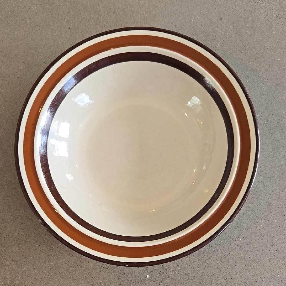 Vintage Elegant Cream and Brown Striped Bowl Dachi Tableware
